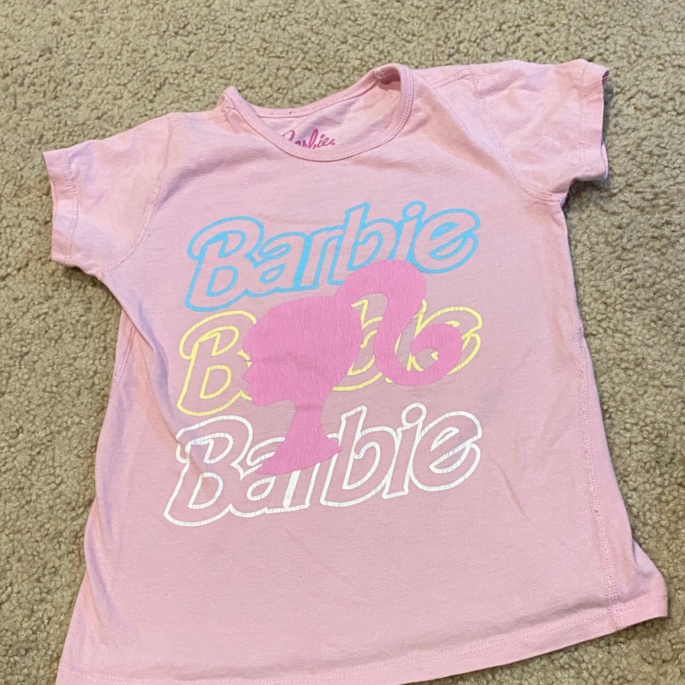 Barbie Pink Tee with Blue and Yellow Logo